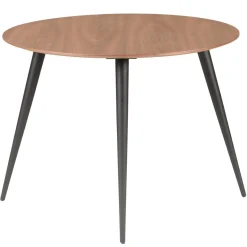 3S. x Home Table de Repas Ronde Ø 100 cm Bois Foncé et Pieds en Hêtre Noirs PIPOU Discount