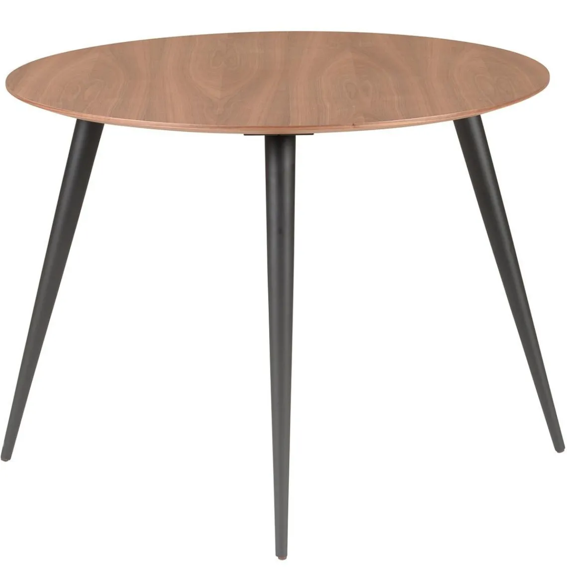 3S. x Home Table de Repas Ronde Ø 100 cm Bois Foncé et Pieds en Hêtre Noirs PIPOU Discount
