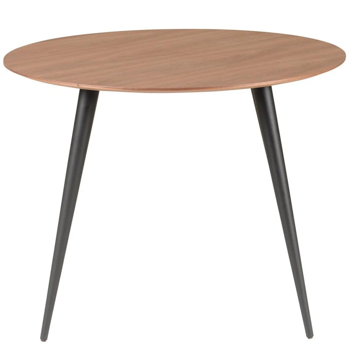 3S. x Home Table de Repas Ronde Ø 100 cm Bois Foncé et Pieds en Hêtre Noirs PIPOU Discount