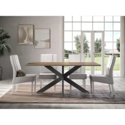 3S. x Home Table de repas SPIDER pieds métal Panneaux de particules de première qualité New