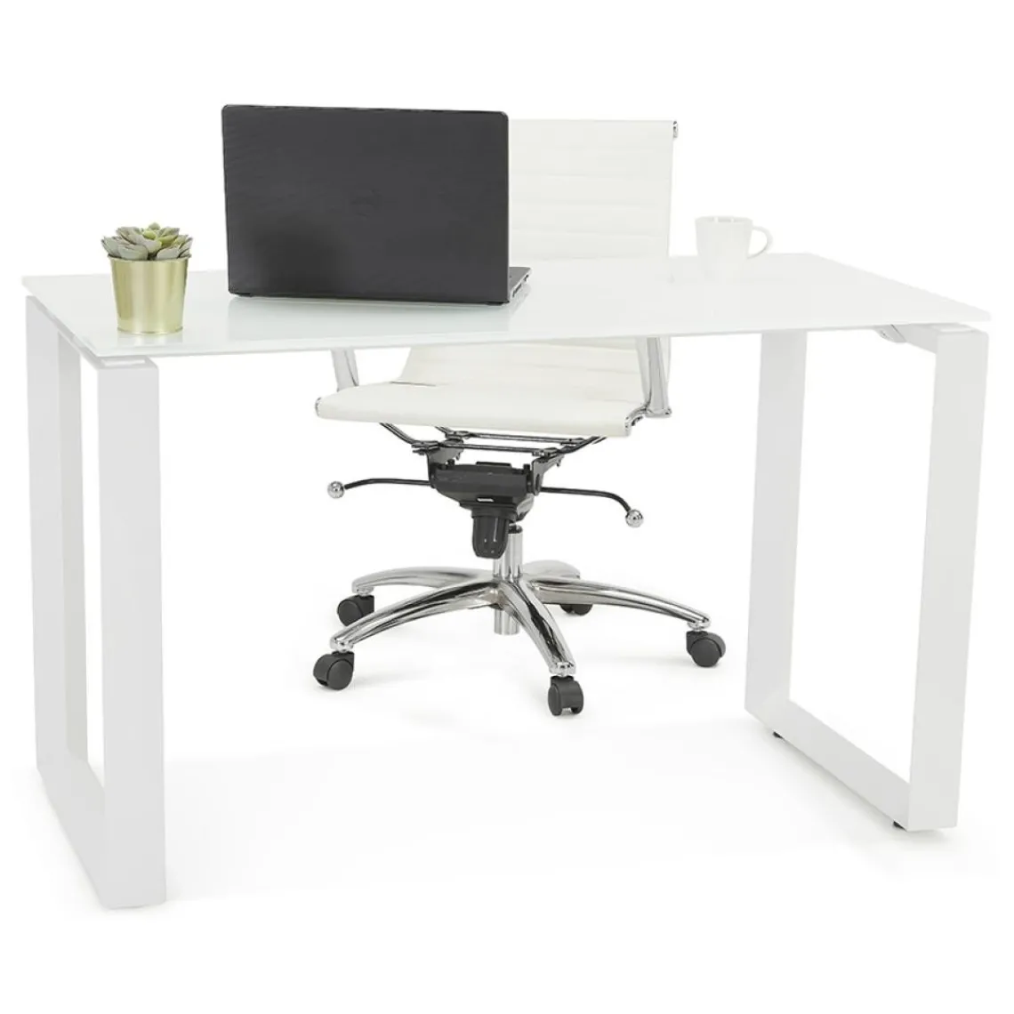 ALTEREGO Table de réunion ou bureau bench 'BAKUS SQUARE' blanc Sale