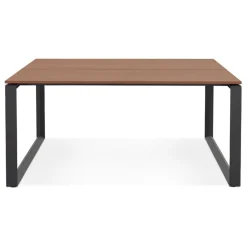 ALTEREGO Table de réunion ou bureau bench 'BAKUS SQUARE' en bois finition Noyer et métal noir Hot