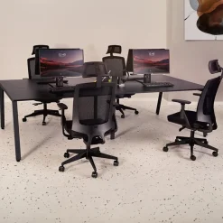 ALTEREGO Table de réunion ou bureau bench 'AMADEUS SQUARE' en bois finition Noyer et métal noir Online