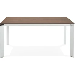 ALTEREGO Table de réunion ou bureau bench 'XLINE SQUARE' en bois finition Noyer et métal blanc Sale