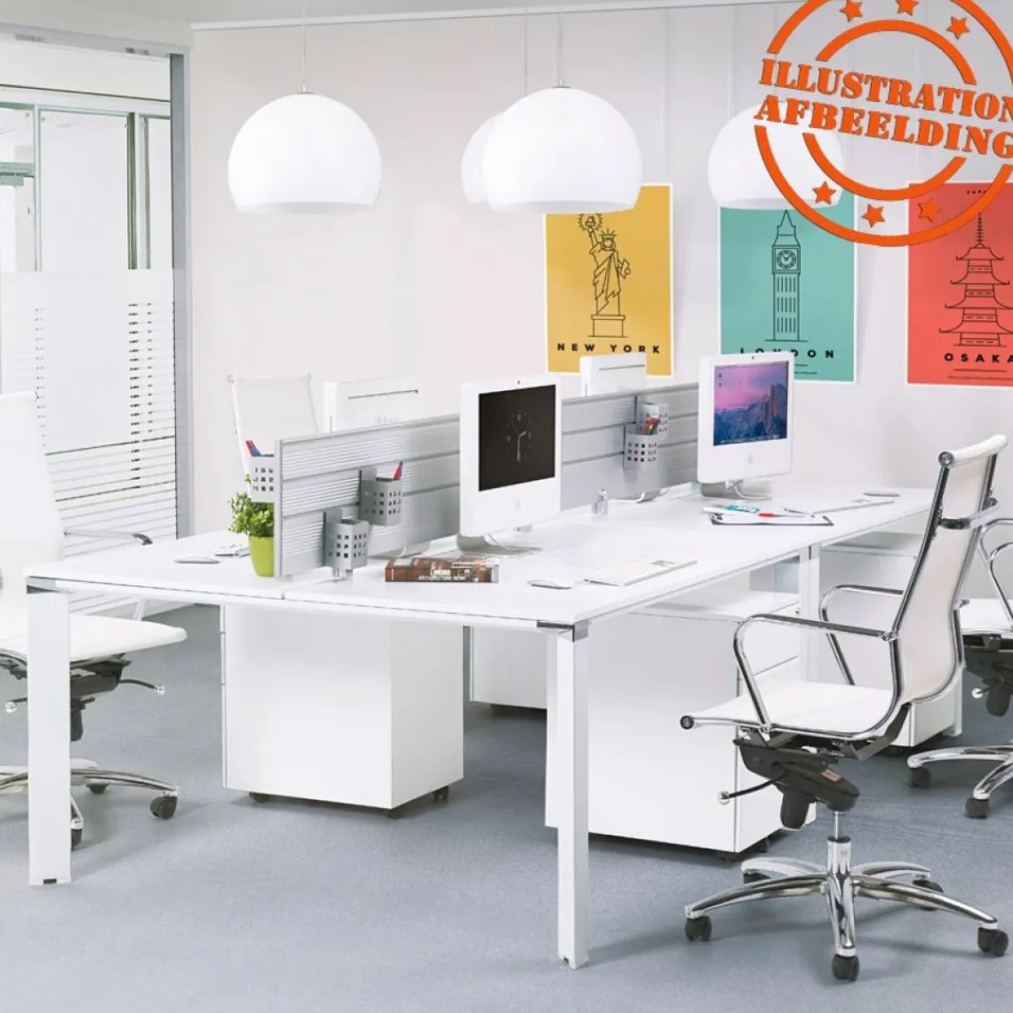 ALTEREGO Table de réunion ou bureau bench 'XLINE SQUARE' en bois finition Noyer et métal blanc Sale