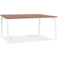 ALTEREGO Table de réunion ou bureau bench 'AMADEUS SQUARE' en bois finition Noyer et métal blanc Discount
