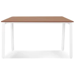 ALTEREGO Table de réunion ou bureau bench 'AMADEUS SQUARE' en bois finition Noyer et métal blanc Discount