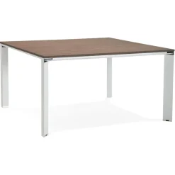 ALTEREGO Table de réunion ou bureau bench 'XLINE SQUARE' en bois finition Noyer et métal blanc Discount
