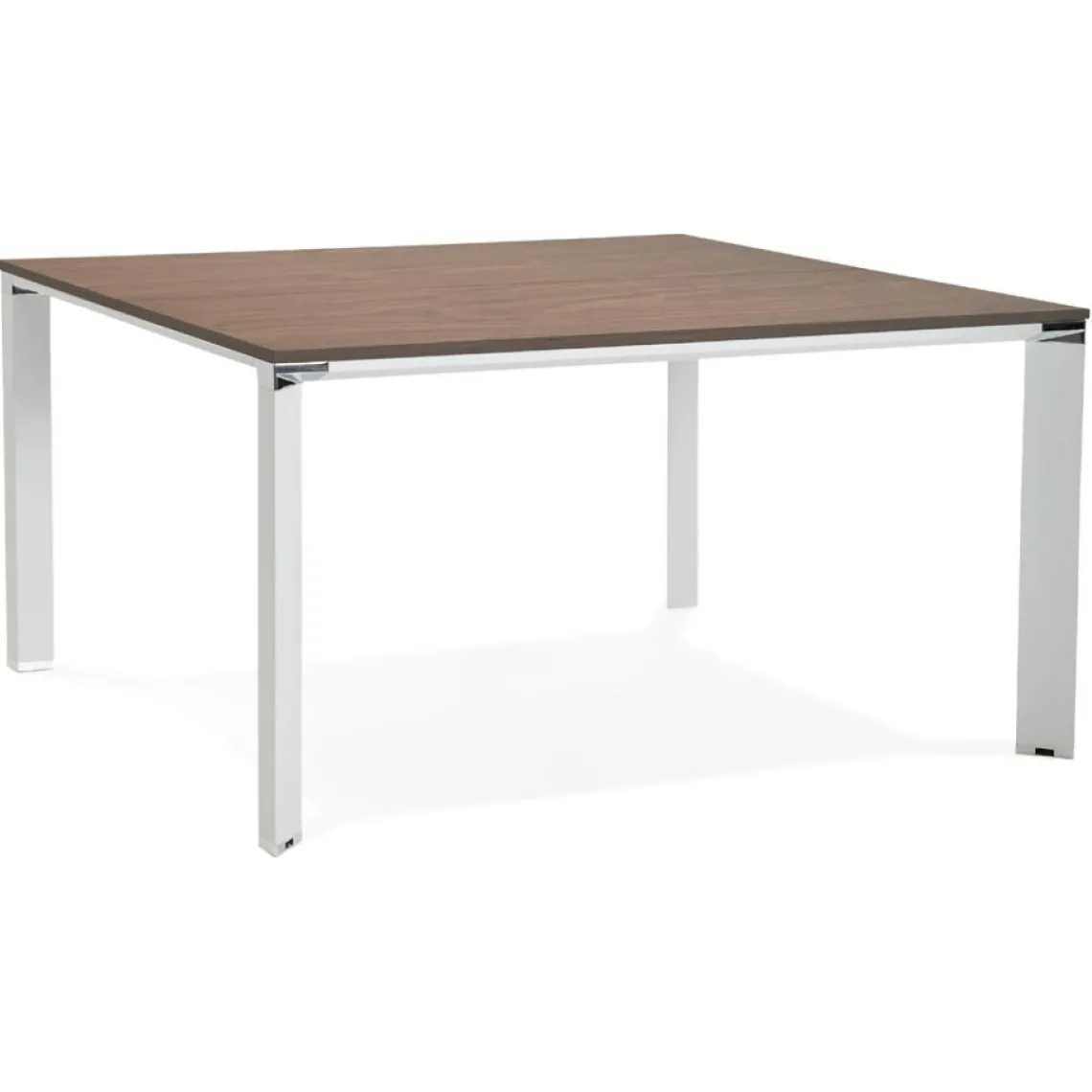 ALTEREGO Table de réunion ou bureau bench 'XLINE SQUARE' en bois finition Noyer et métal blanc Discount