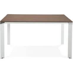 ALTEREGO Table de réunion ou bureau bench 'XLINE SQUARE' en bois finition Noyer et métal blanc Discount