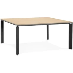 ALTEREGO Table de réunion ou bureau bench 'XLINE SQUARE' en bois finition naturelle et métal noir Best