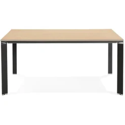 ALTEREGO Table de réunion ou bureau bench 'XLINE SQUARE' en bois finition naturelle et métal noir Best