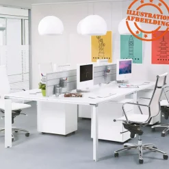 ALTEREGO Table de réunion ou bureau bench 'XLINE SQUARE' en bois finition naturelle et métal noir Best