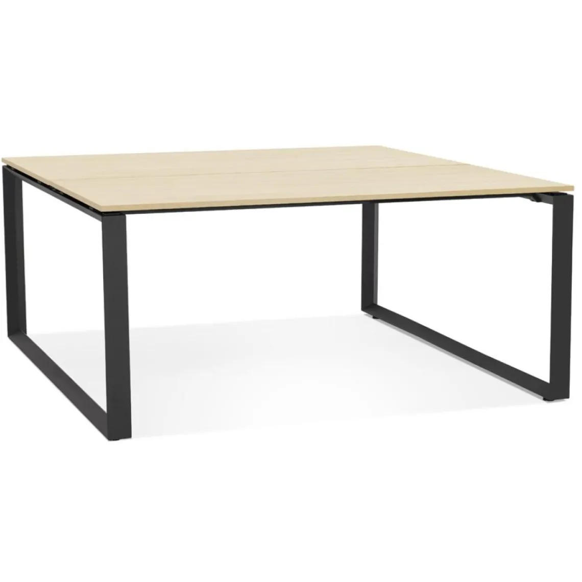 ALTEREGO Table de réunion ou bureau bench 'BAKUS SQUARE' en bois finition naturelle et métal noir Hot
