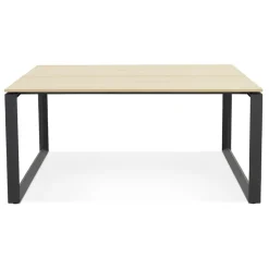 ALTEREGO Table de réunion ou bureau bench 'BAKUS SQUARE' en bois finition naturelle et métal noir Hot