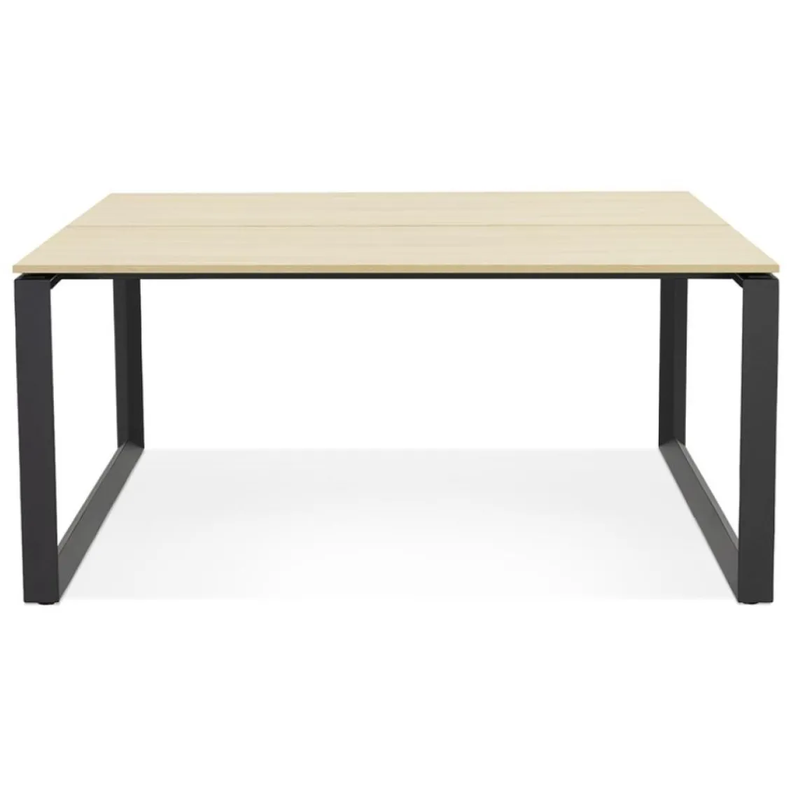 ALTEREGO Table de réunion ou bureau bench 'BAKUS SQUARE' en bois finition naturelle et métal noir Hot