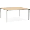 ALTEREGO Table de réunion ou bureau bench en bois finition naturelle et métal blanc New