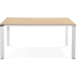 ALTEREGO Table de réunion ou bureau bench en bois finition naturelle et métal blanc New