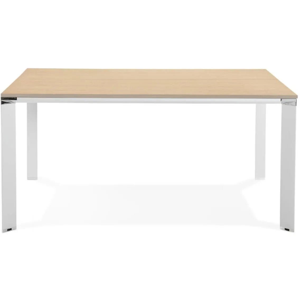 ALTEREGO Table de réunion ou bureau bench en bois finition naturelle et métal blanc New