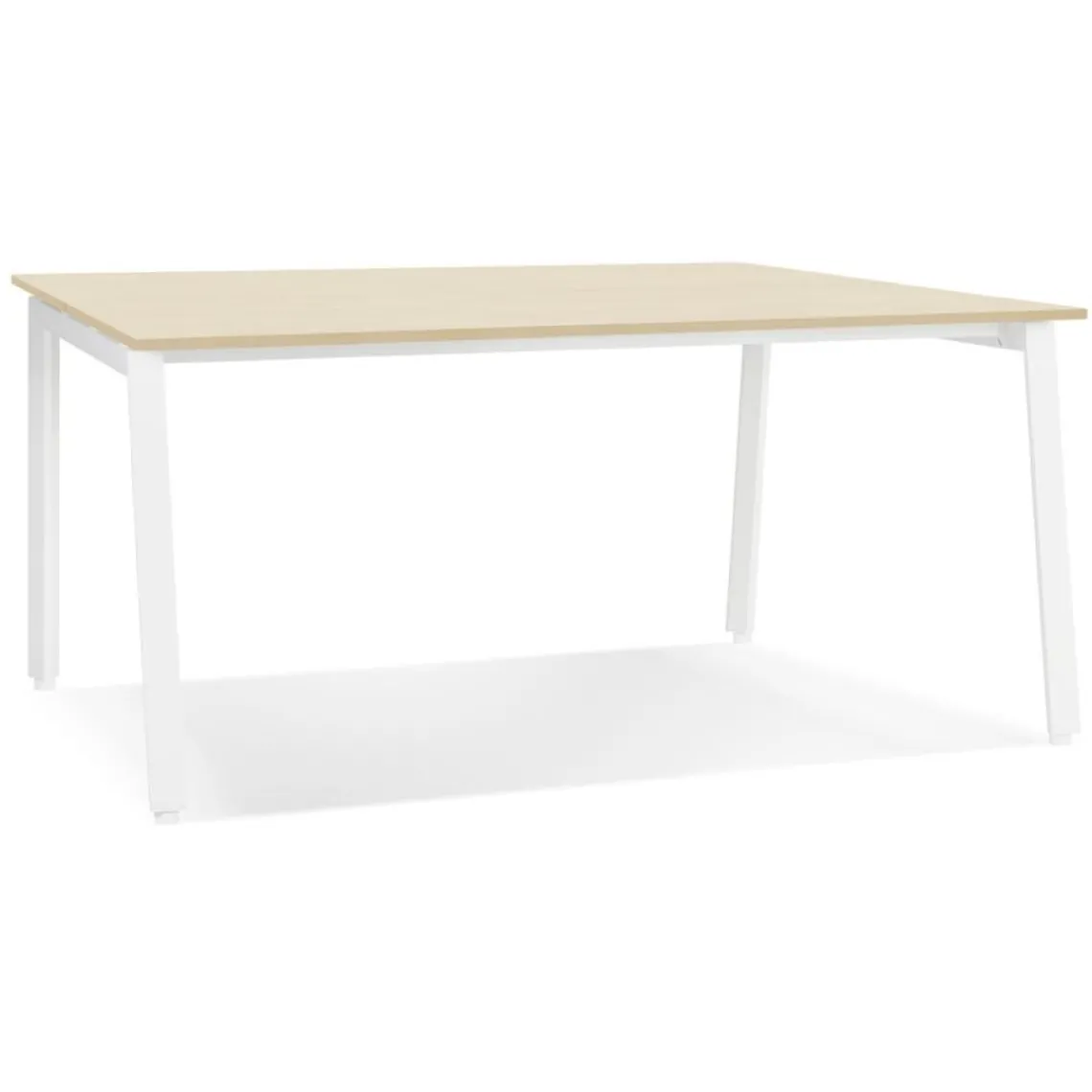 ALTEREGO Table de réunion ou bureau bench 'AMADEUS SQUARE' en bois finition naturelle et métal blanc Online