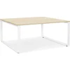 ALTEREGO Table de réunion ou bureau bench 'BAKUS SQUARE' en bois finition naturelle et métal blanc Online