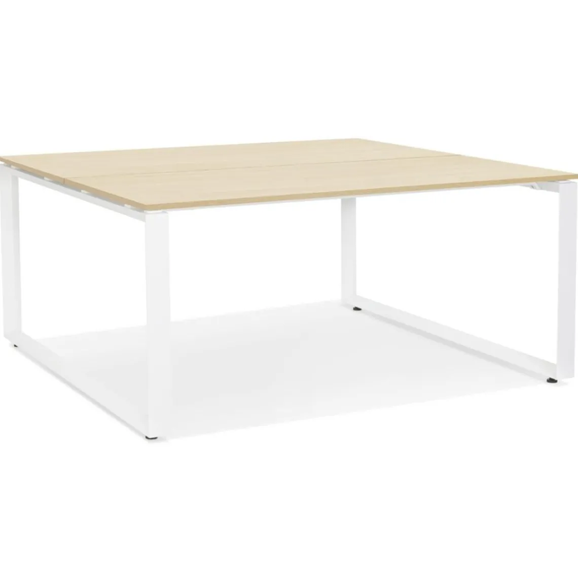 ALTEREGO Table de réunion ou bureau bench 'BAKUS SQUARE' en bois finition naturelle et métal blanc Online