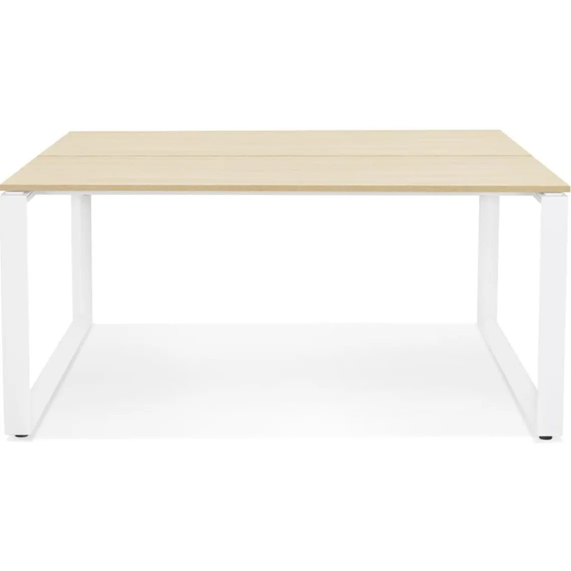 ALTEREGO Table de réunion ou bureau bench 'BAKUS SQUARE' en bois finition naturelle et métal blanc Online