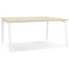 ALTEREGO Table de réunion ou bureau bench 'AMADEUS SQUARE' en bois finition naturelle et métal blanc