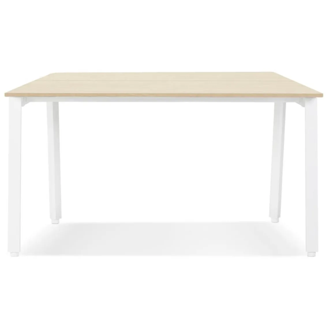 ALTEREGO Table de réunion ou bureau bench 'AMADEUS SQUARE' en bois finition naturelle et métal blanc