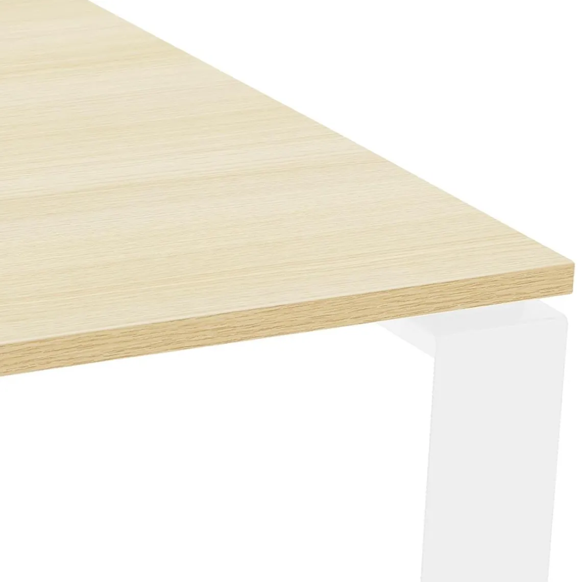 ALTEREGO Table de réunion ou bureau bench 'BAKUS SQUARE' en bois finition naturelle et métal blanc Sale