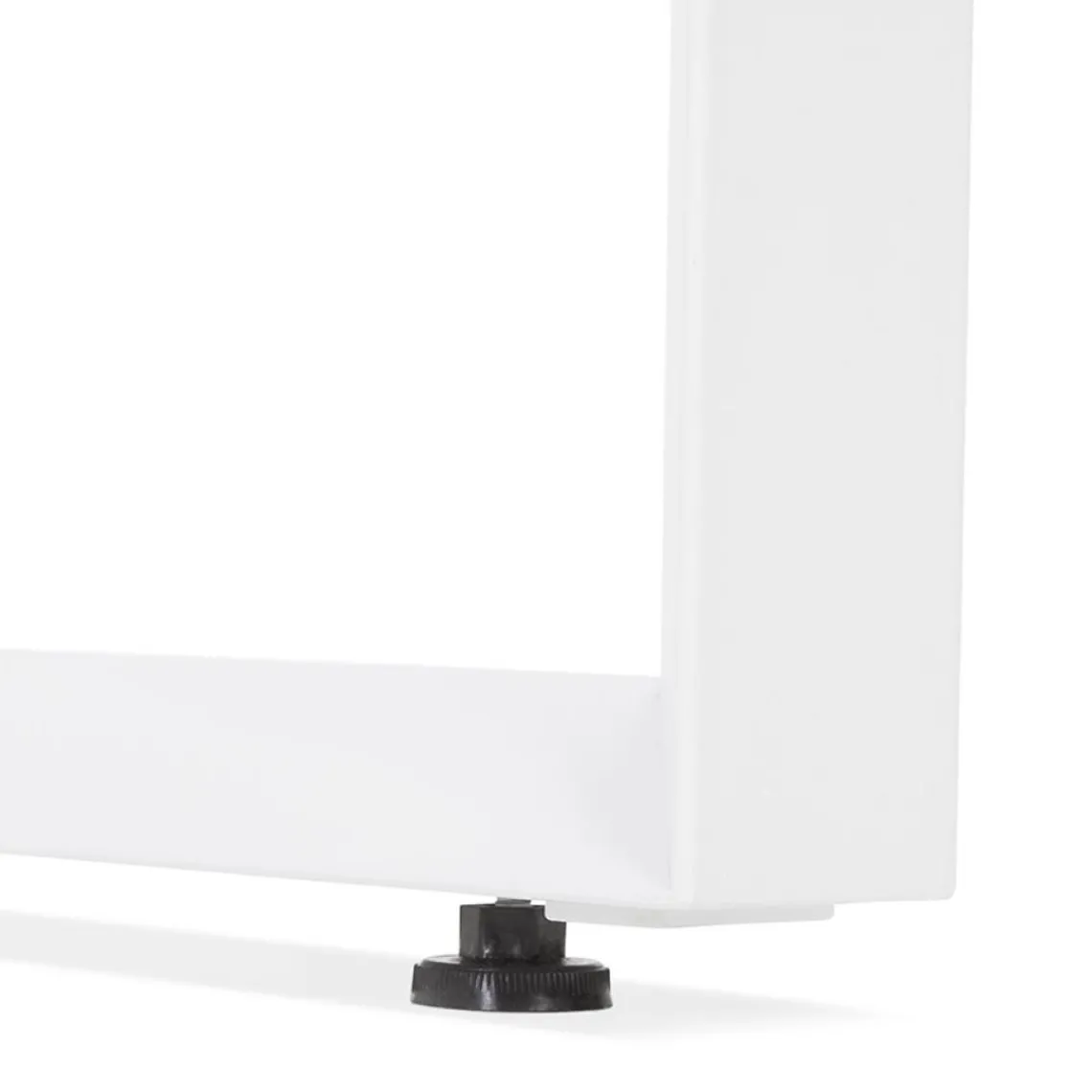 ALTEREGO Table de réunion ou bureau bench 'BAKUS SQUARE' en bois finition naturelle et métal blanc Sale