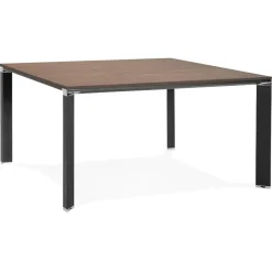ALTEREGO Table de réunion ou bureau bench 'XLINE SQUARE' en bois finition Noyer et métal noir Hot
