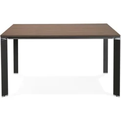 ALTEREGO Table de réunion ou bureau bench 'XLINE SQUARE' en bois finition Noyer et métal noir Hot
