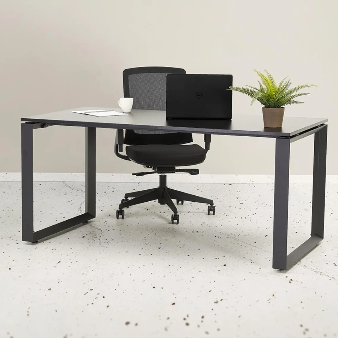 ALTEREGO Table de réunion ou bureau bench 'BAKUS SQUARE' noir New