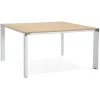 ALTEREGO Table de réunion ou bureau bench 'XLINE SQUARE' en bois finition naturelle et métal blanc