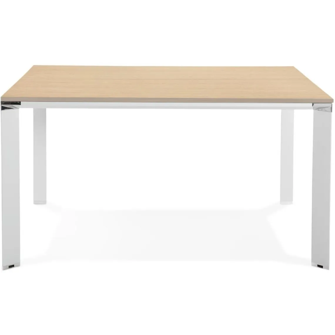 ALTEREGO Table de réunion ou bureau bench 'XLINE SQUARE' en bois finition naturelle et métal blanc