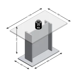 3S. x Home Table de salle à manger BANDOL 3 gris béton Outlet