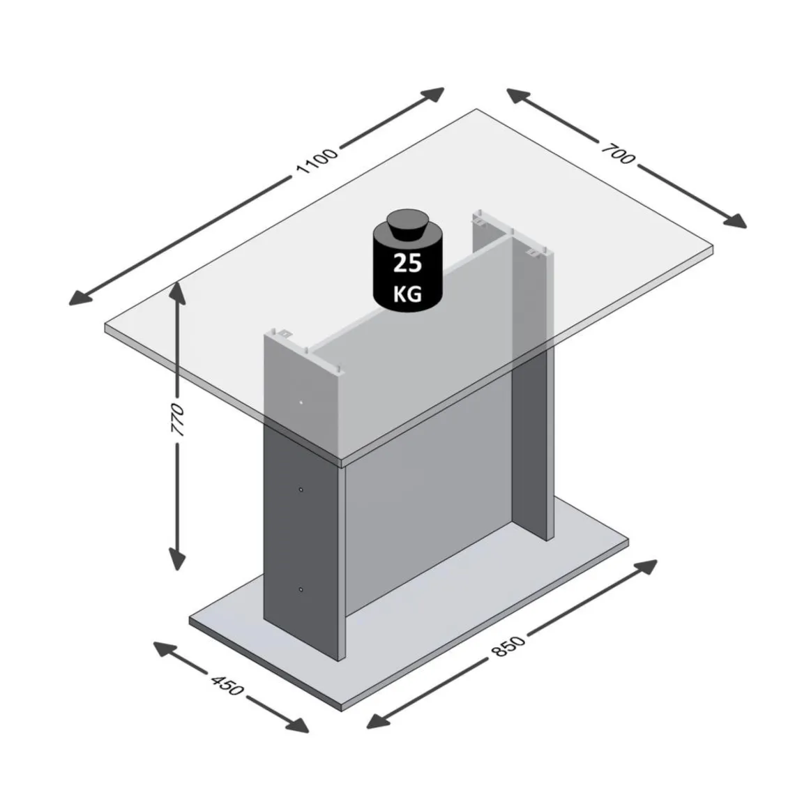 3S. x Home Table de salle à manger BANDOL 3 gris béton Outlet