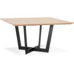 ALTEREGO Table de salle à manger carrée 'ANITA' en bois finition naturelle et métal noir Discount