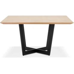 ALTEREGO Table de salle à manger carrée 'ANITA' en bois finition naturelle et métal noir Discount