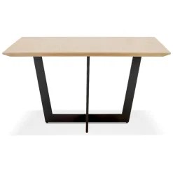 ALTEREGO Table de salle à manger carrée 'ANITA' en bois finition naturelle et métal noir Discount