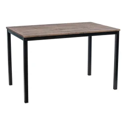 3S. x Home Table de salle à manger en métal noir et en bois Gris Beige Hot