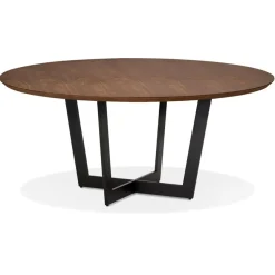 ALTEREGO Table de salle à manger ronde 'LULU' en bois finition Noyer et métal noir New