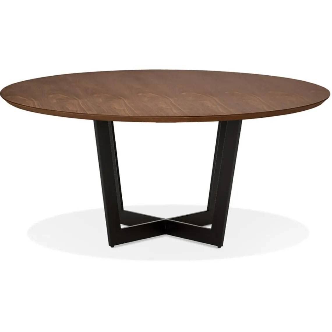 ALTEREGO Table de salle à manger ronde 'LULU' en bois finition Noyer et métal noir New