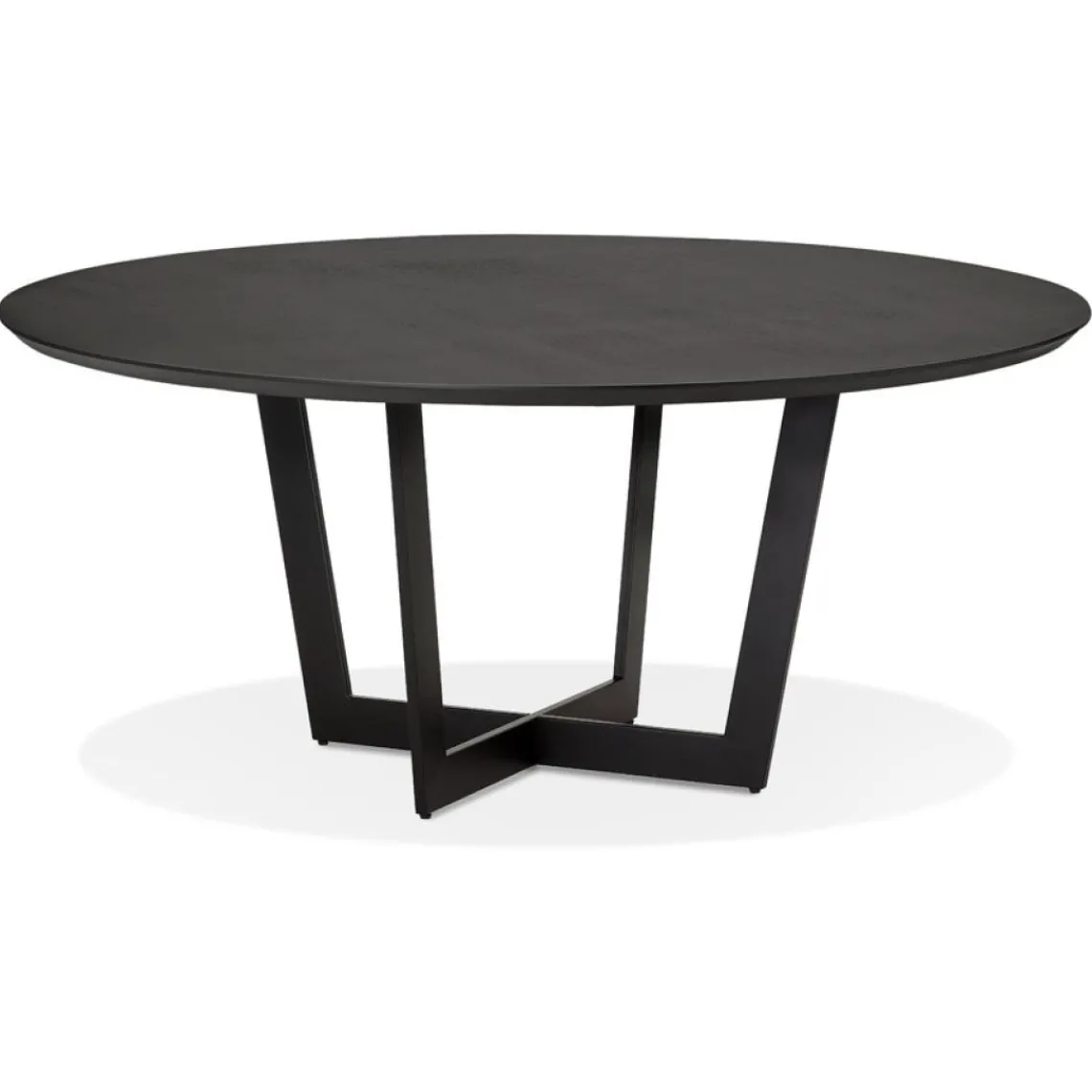 ALTEREGO Table de salle à manger ronde 'LULU' en bois et métal noir Sale