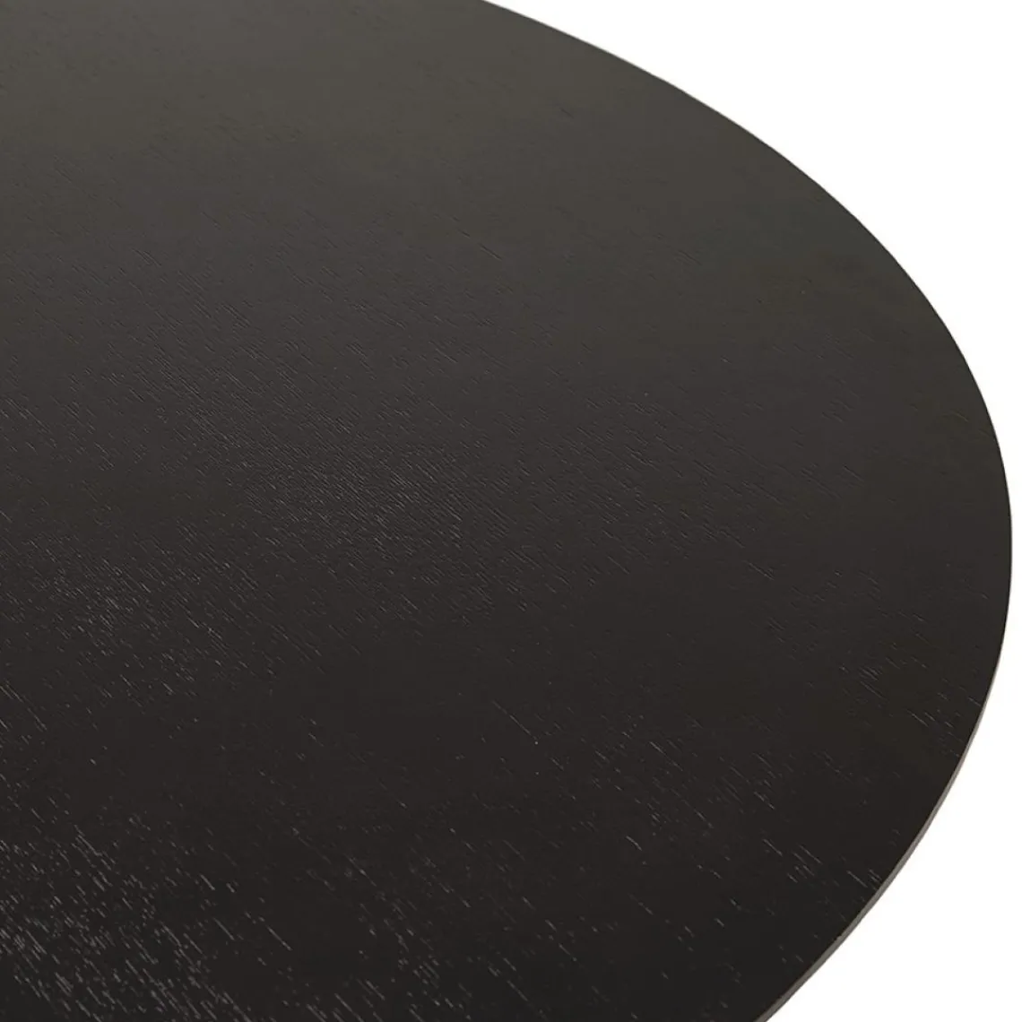 ALTEREGO Table de salle à manger ronde en bois et métal noir