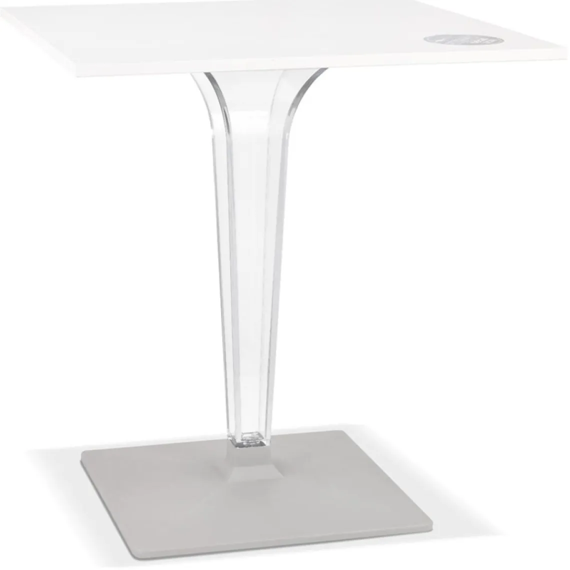 ALTEREGO Table de terrasse carrée 'LIMPID' blanche intérieur et extérieur Outlet