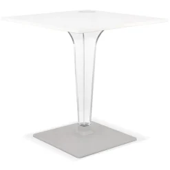 ALTEREGO Table de terrasse carrée 'LIMPID' blanche intérieur et extérieur Outlet