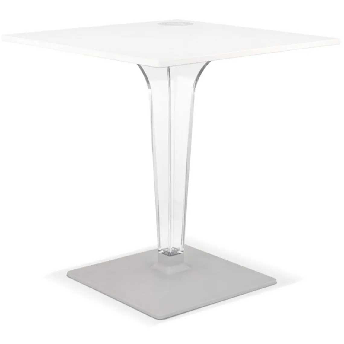 ALTEREGO Table de terrasse carrée 'LIMPID' blanche intérieur et extérieur Outlet