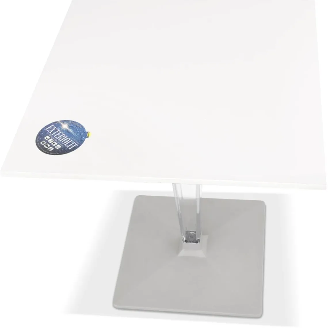 ALTEREGO Table de terrasse carrée 'LIMPID' blanche intérieur et extérieur Outlet